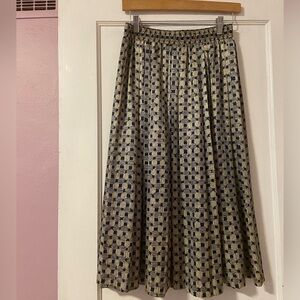 Vintage Indigo Print Pleated MIDI Skirt Size M